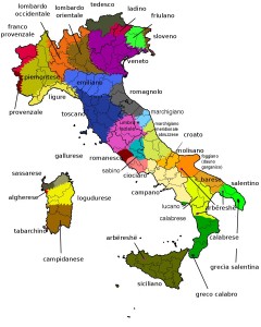 Una mappa dei dialetti italiani (clicca per i dettagli).